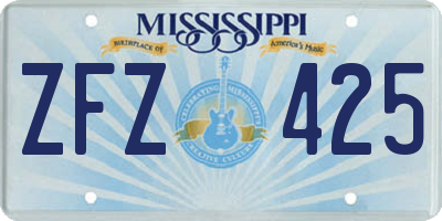 MS license plate ZFZ425