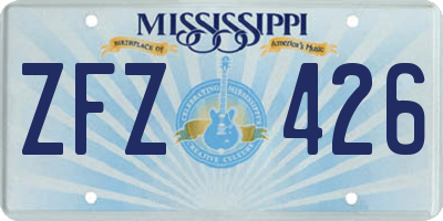 MS license plate ZFZ426