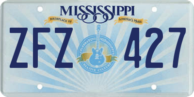 MS license plate ZFZ427