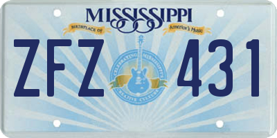 MS license plate ZFZ431