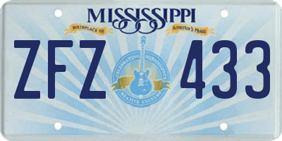 MS license plate ZFZ433