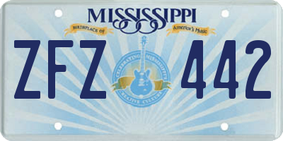 MS license plate ZFZ442