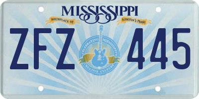 MS license plate ZFZ445