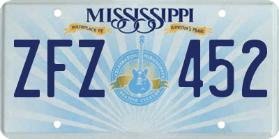 MS license plate ZFZ452