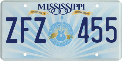 MS license plate ZFZ455