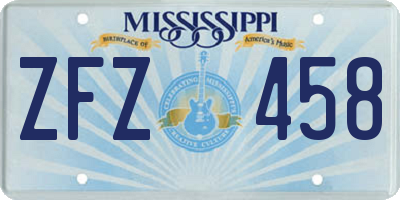 MS license plate ZFZ458