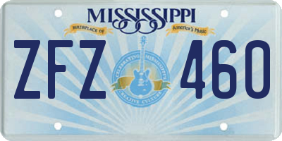 MS license plate ZFZ460