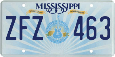 MS license plate ZFZ463