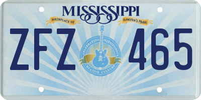 MS license plate ZFZ465