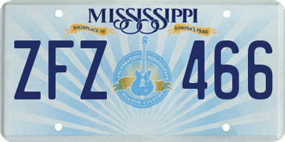MS license plate ZFZ466
