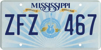 MS license plate ZFZ467