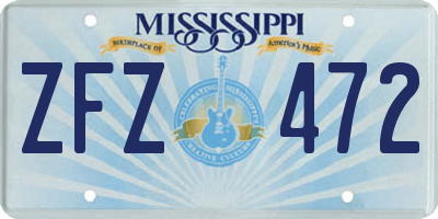 MS license plate ZFZ472