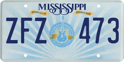 MS license plate ZFZ473