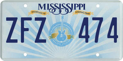 MS license plate ZFZ474