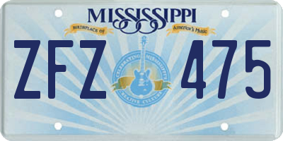 MS license plate ZFZ475