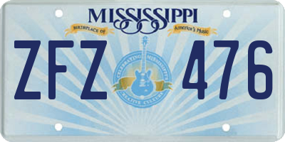 MS license plate ZFZ476