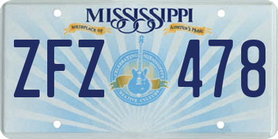 MS license plate ZFZ478