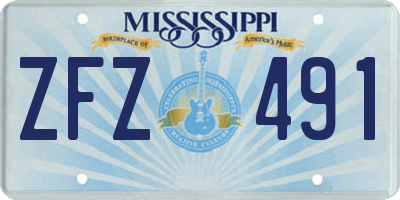 MS license plate ZFZ491