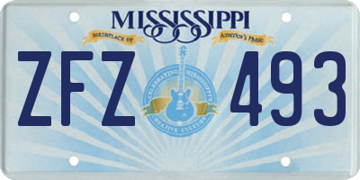 MS license plate ZFZ493