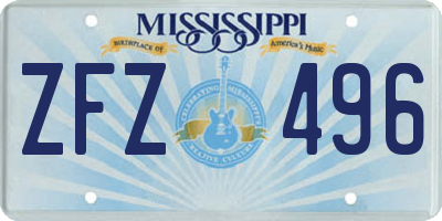 MS license plate ZFZ496