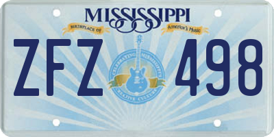 MS license plate ZFZ498