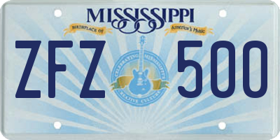 MS license plate ZFZ500