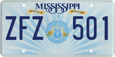 MS license plate ZFZ501