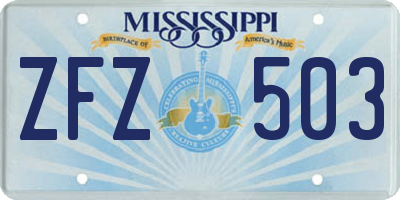 MS license plate ZFZ503