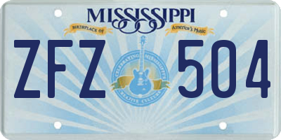 MS license plate ZFZ504