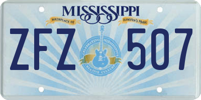 MS license plate ZFZ507