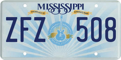 MS license plate ZFZ508