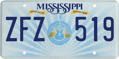 MS license plate ZFZ519