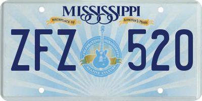 MS license plate ZFZ520