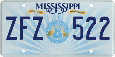 MS license plate ZFZ522