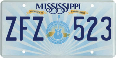 MS license plate ZFZ523