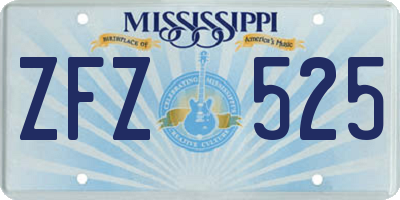 MS license plate ZFZ525