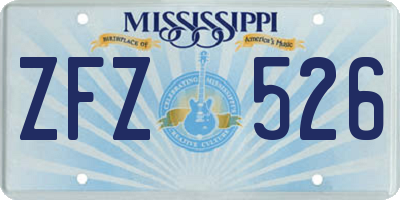 MS license plate ZFZ526
