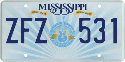 MS license plate ZFZ531