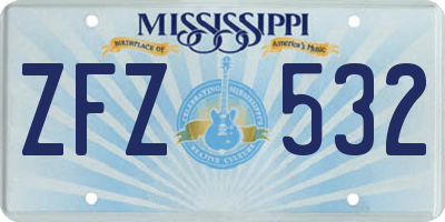 MS license plate ZFZ532