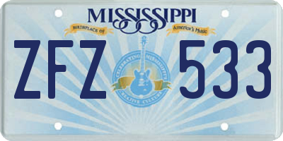 MS license plate ZFZ533
