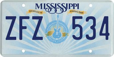 MS license plate ZFZ534