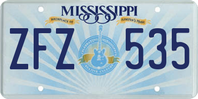 MS license plate ZFZ535