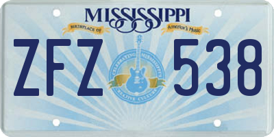 MS license plate ZFZ538