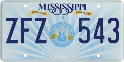 MS license plate ZFZ543