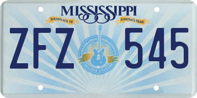 MS license plate ZFZ545