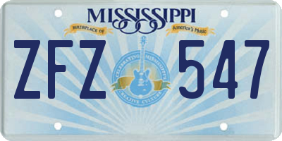 MS license plate ZFZ547