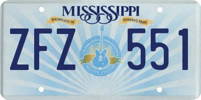 MS license plate ZFZ551