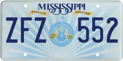 MS license plate ZFZ552