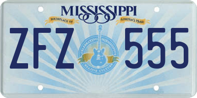 MS license plate ZFZ555