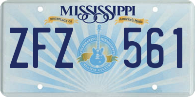 MS license plate ZFZ561